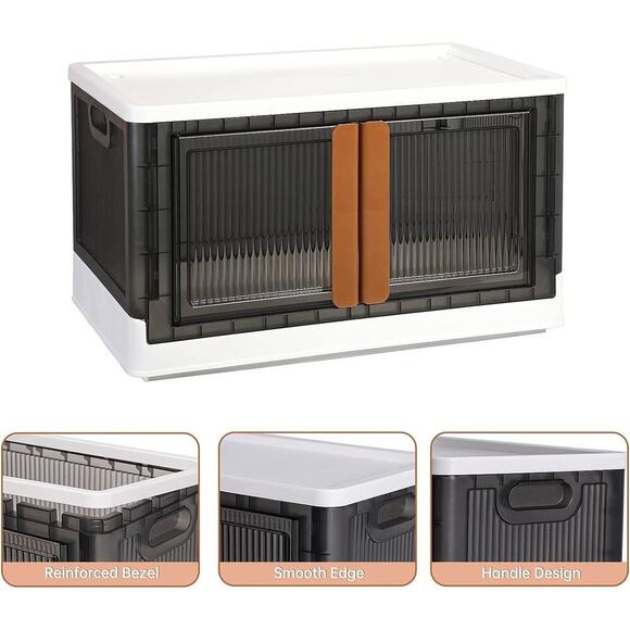 HAIXIN Plastic Storage Boxes with Lids - Stackable Organiser Foldable Box - Picture 3 of 4